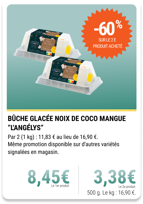 10-BÛCHE GLACÉE NOIX DE COCO MANGUE “L'ANGÉLYS”