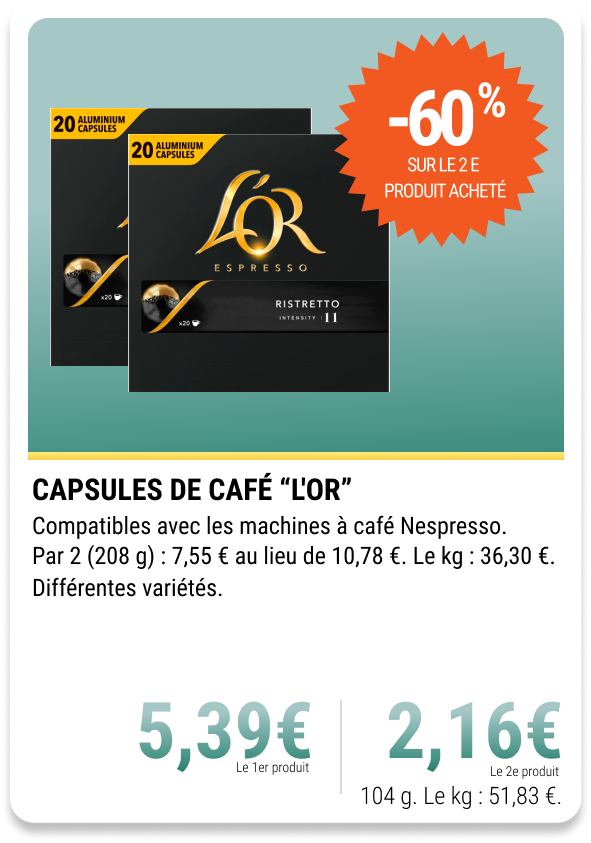 14-CAPSULES DE CAFÉ “L'OR”