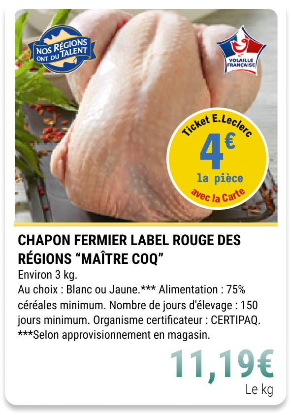 6-CHAPON FERMIER(1) LABEL ROUGE DES RÉGIONS “MAÎTRE COQ”
